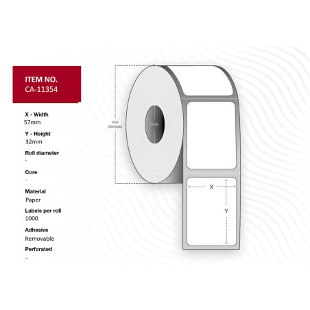 57mm x 32mm White Removable