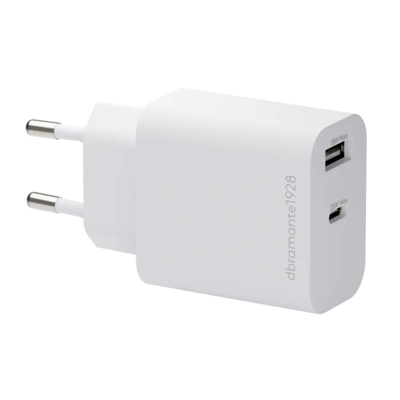 EU Wall Charger USB-C 25W+USB-A 18W WHT
