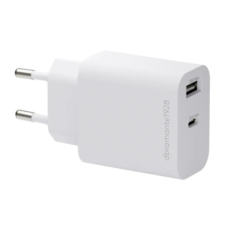 EU Wall Charger USB-C 25W+USB-A 18W WHT