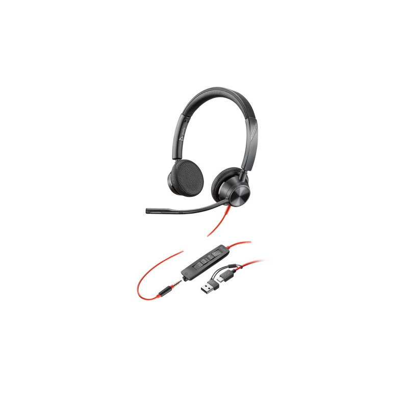 Auriculares Poly Blackwire 3325 + Adaptador USB-C/A/ con Mic | APLIUM