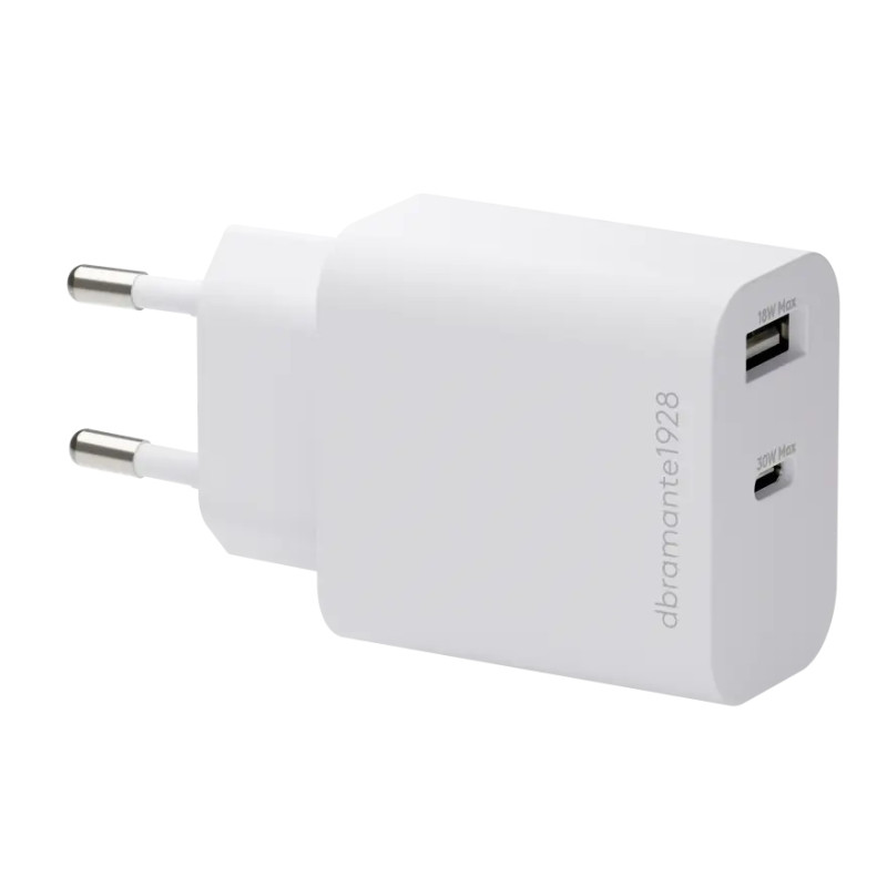 EU Wall Charger USB-C 30W+USB-A 18W WHT