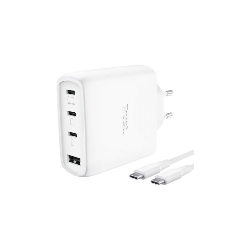 Cargador de Pared GaN Trust Maxo 65W 26068/ 3xUSB Tipo-C/ 1x | APLIUM