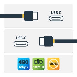 Cable USB-C w/5A PD - USB 2.0 - 2m 6ft