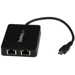 Dual USB-C to GbE Adapter w/USB port