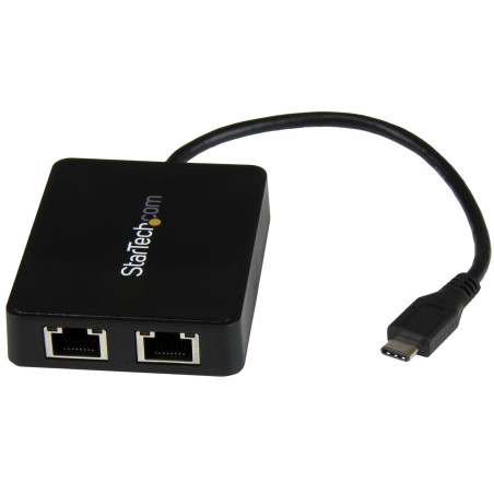 Dual USB-C to GbE Adapter w/USB port