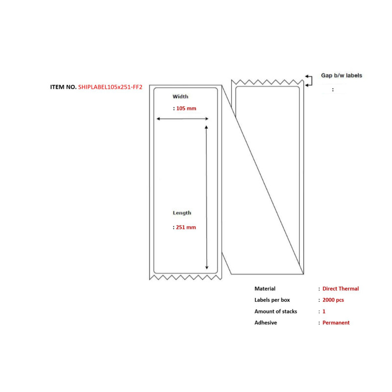 Ship-label 105 x 251mm,