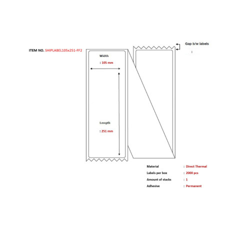 Ship-label 105 x 251mm,