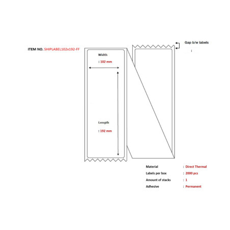 Ship-label 102 x 192mm,