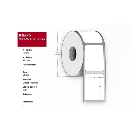 Ship-label 76 x 102mm, Core