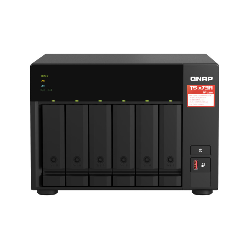 Desktop 6Bay NAS 8GB RAM 2x2.5Gbe Black
