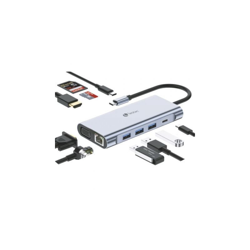 Docking USB Tipo-C Leotec LEDS01/ 3xUSB/ 2xUSB Tipo-C/ 1xUSB | APLIUM