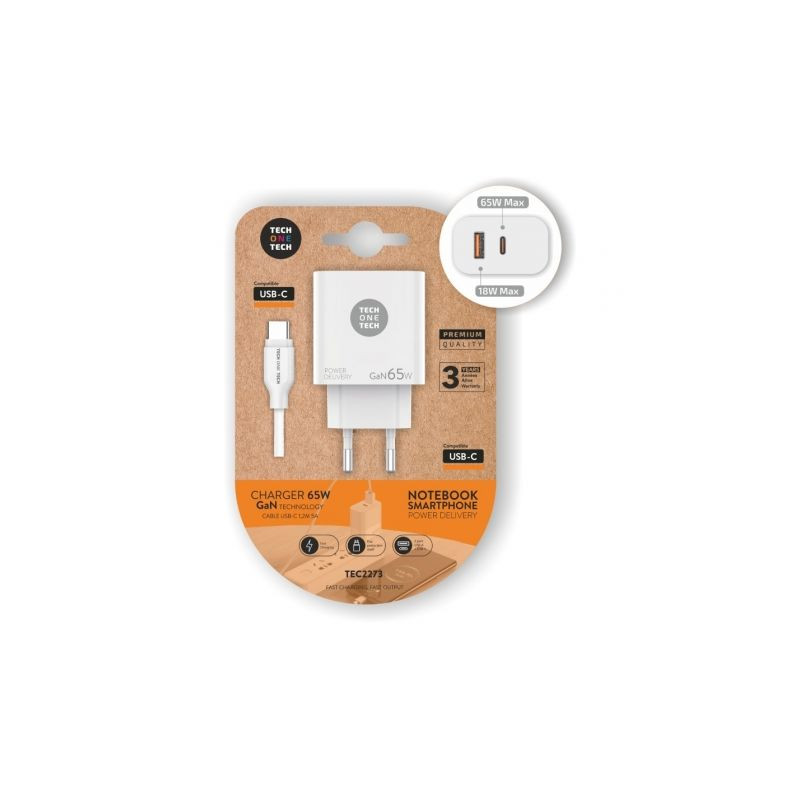 Cargador de Pared GaN Tech One Tech PD TEC2273 / 1xUSB Tipo- | APLIUM