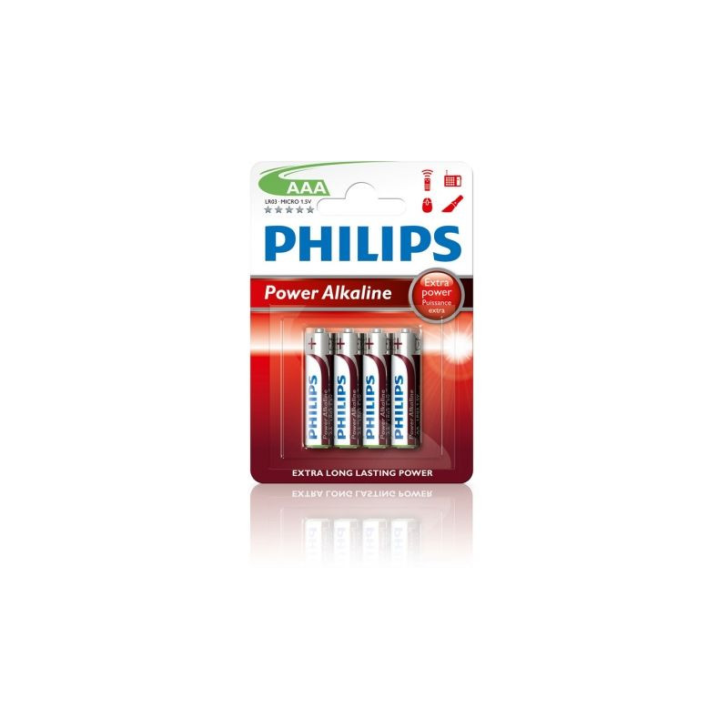 Pack de 4 Pilas AAA Philips LR03P4B/10/ 1.5V/ Alcalinas | APLIUM