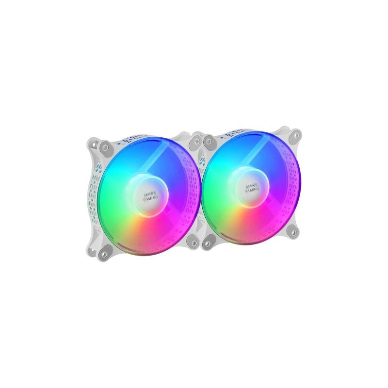 Pack 2 Ventiladores Mars Gaming MFDUOW/ 12cm/ FRGB/ Blancos | APLIUM