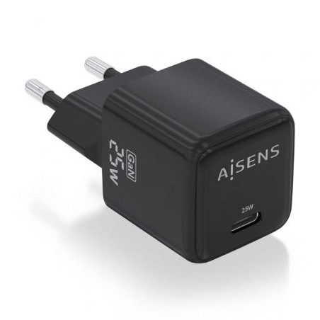 Cargador de Pared GaN Aisens ASCH-25W1P013-BK/ 1xUSB Tipo-C/ | APLIUM