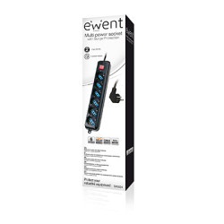 Ewent EW3924 base múltiple 1,5 m 6 salidas AC Negro | APLIUM