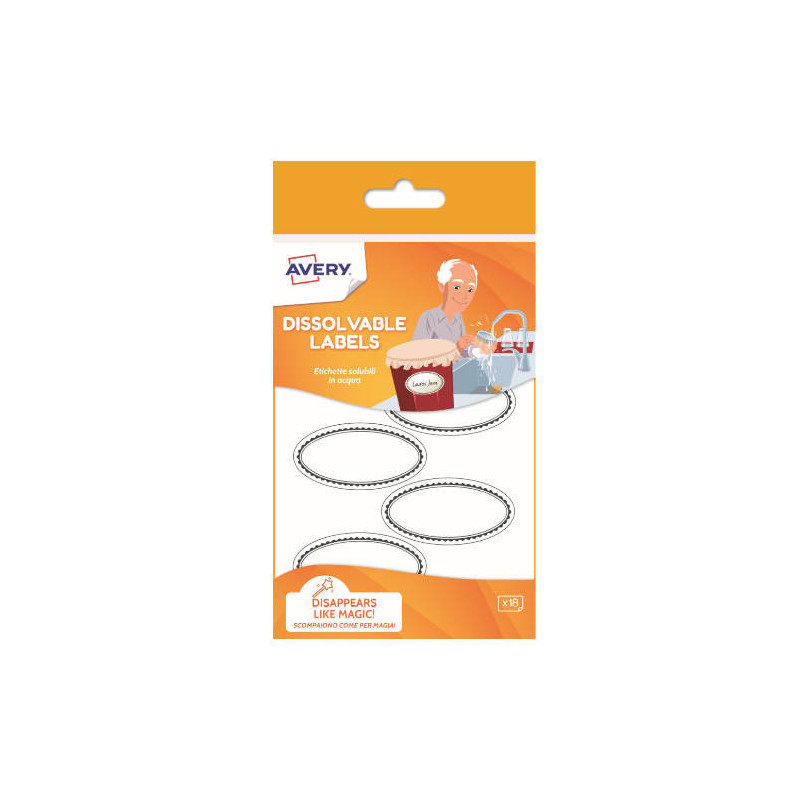 Paquete 18 Etiquetas Disolubles En Agua 55X92MM Avery SOLUB1 | APLIUM