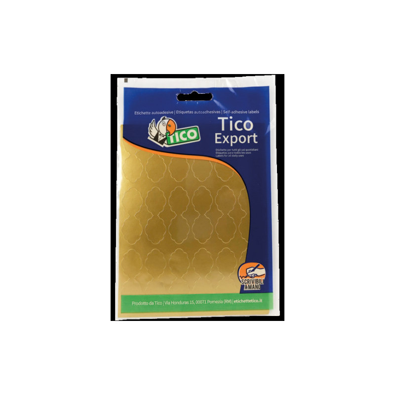 Paquete 10 Hojas Etiquetas Satinadas Oro 48X18 Mm Tico E-GL- | APLIUM