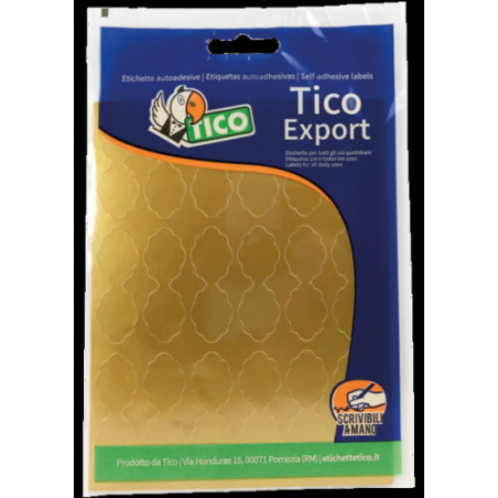 Paquete 10 Hojas Etiquetas Satinadas Oro 48X18 Mm Tico E-GL- | APLIUM