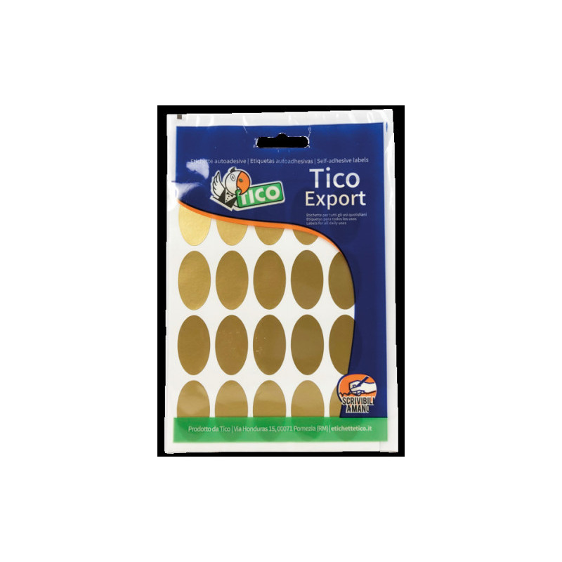 Paquete 10 Hojas Etiquetas Satinadas Oro 36X20 Mm Tico E-GL- | APLIUM