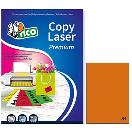 Caja 70 Hojas Etiquetas Naranja Fluorescente Sin MÁRGENES-LÁ | APLIUM