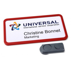 Caja 10 Portanombres Office Badge Rojo Con Imán Extra FUERTE | APLIUM