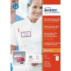 Caja 10 Portanombres Office Badge Rojo Con Imán Extra FUERTE | APLIUM