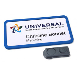 Caja 10 Portanombres Office Badge Azul Con Imán Extra FUERTE | APLIUM