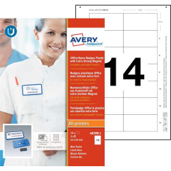 Caja 10 Portanombres Office Badge Azul Con Imán Extra FUERTE | APLIUM