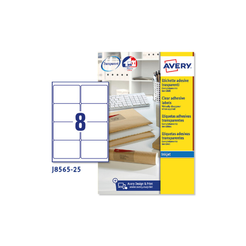 Paquete 25 Hojas Etiquetas Transparentes Quickpeel-impresora | APLIUM