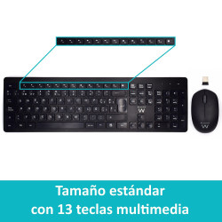 Ewent EW3256 teclado RF inalámbrico QWERTY Español Negro | APLIUM