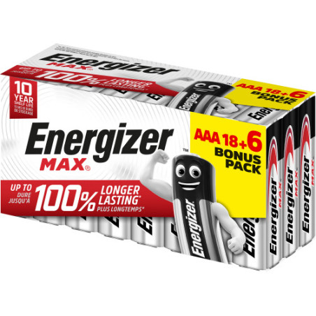 Caja 18+6 Pilas Alkalinas Max Tipo LR03 (AAA) Energizer E303 | APLIUM
