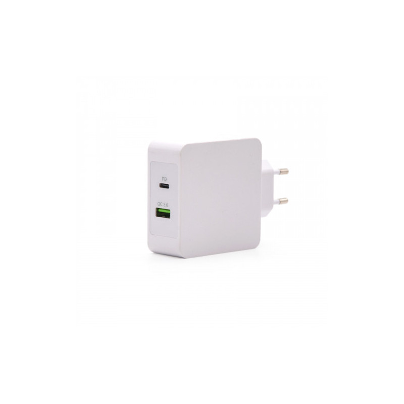 TooQ Cargador de Pared doble puerto USB-C PD + USB A QC3.0, | APLIUM