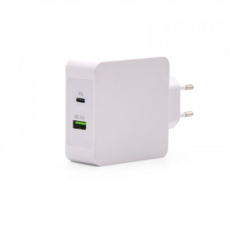 TooQ Cargador de Pared doble puerto USB-C PD + USB A QC3.0, | APLIUM