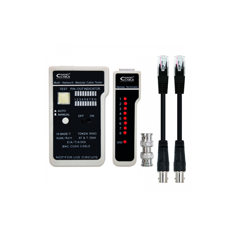 Nanocable TESTEADOR PARA CABLE RJ11/RJ12/RJ45, COAXIAL | APLIUM