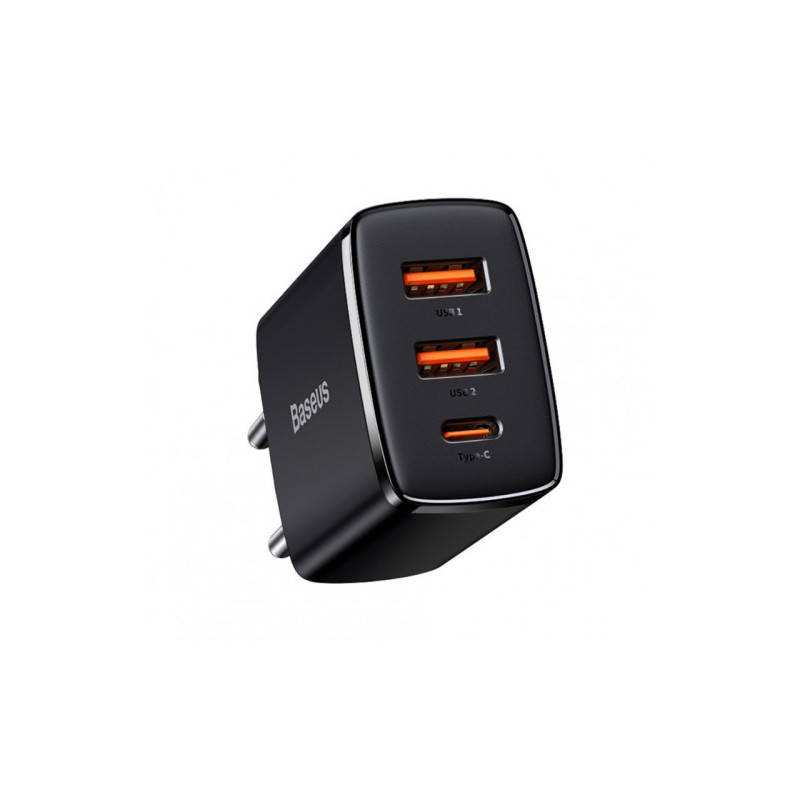Baseus Compact Quick Charger 2U+C 30W Eu Black | APLIUM