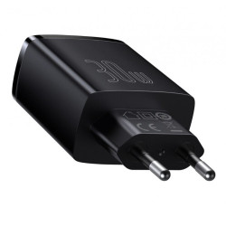Baseus Compact Quick Charger 2U+C 30W Eu Black | APLIUM