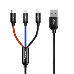 Baseus Three Primary Colors 3-IN-1 Cable USB For M+L+T 3.5A | APLIUM