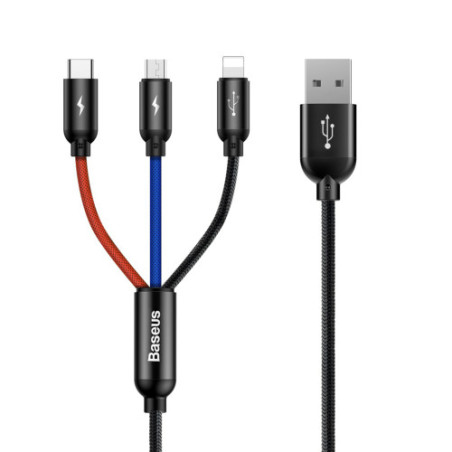 Baseus Three Primary Colors 3-IN-1 Cable USB For M+L+T 3.5A | APLIUM