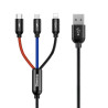 Baseus Three Primary Colors 3-IN-1 Cable USB For M+L+T 3.5A | APLIUM