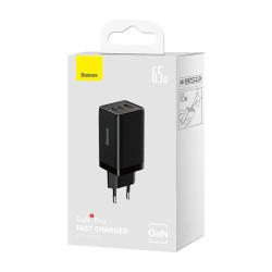 Baseus GAN5 Pro Fast Charger 2C+U 65W Eu BLACK(INCLUDE：BASEU | APLIUM
