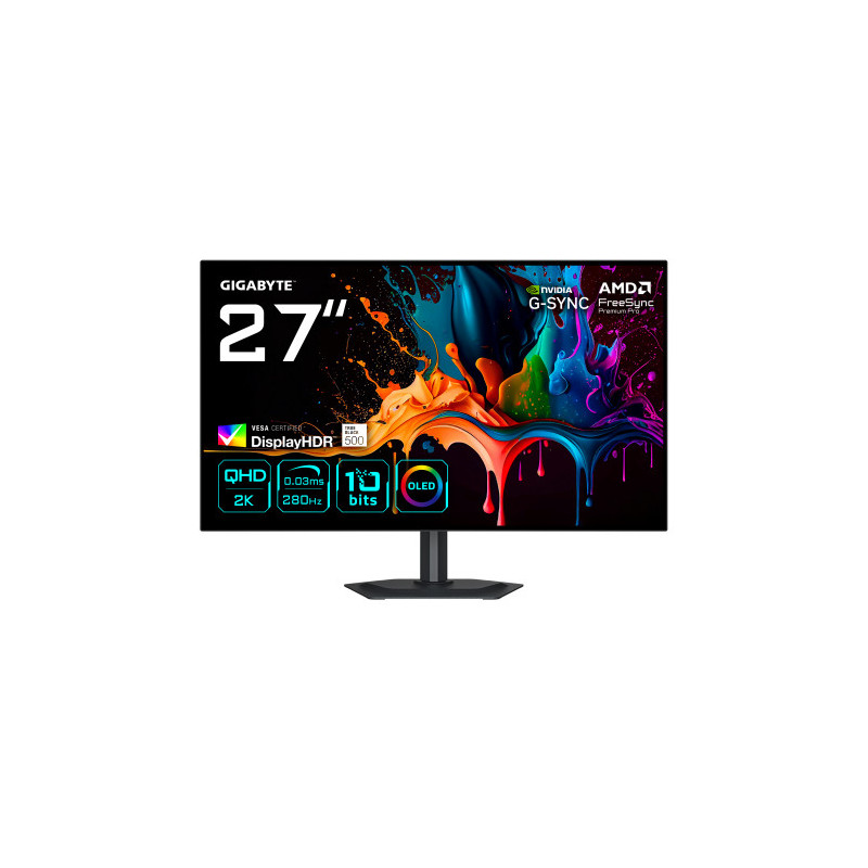GIGABYTE MO27Q28G Monitor Gaming OLED 27" QHD - 2560 x 1440, | APLIUM