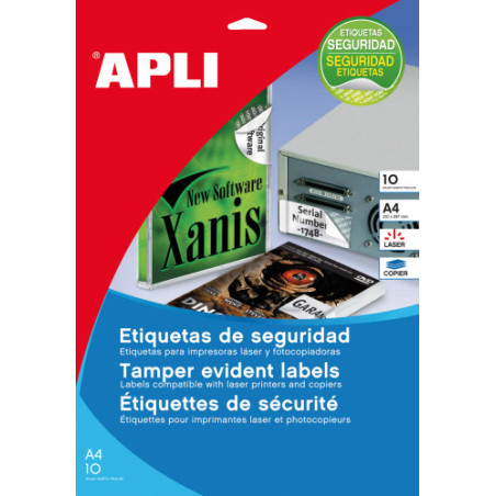 Paquete 10 Hojas A4 Etiquetas De Seguridad Poliester Plata 4 | APLIUM