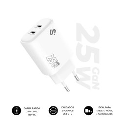 Subblim Cargador Gan 25W Charger USB C+C | APLIUM