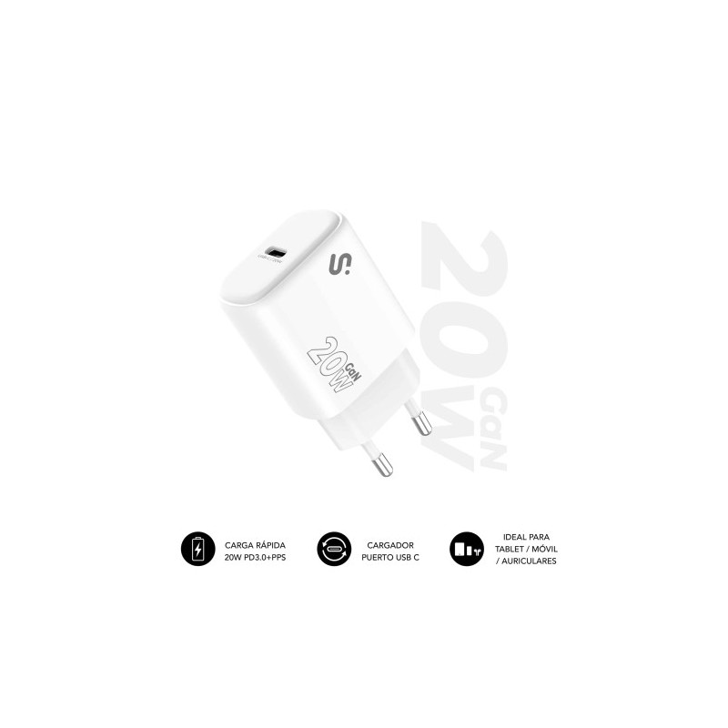 SUBBLIM Cargador USB-C GaN 20W , Power Delivery 3.0 & PPS, E | APLIUM