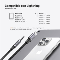 Ugreen 70509 cable de teléfono móvil Plata 1 m 3,5mm Lightni | APLIUM