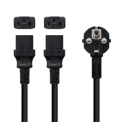 Nanocable Cable de Alimentación CEE7/M a 2xC13/H, Negro, 3 m | APLIUM