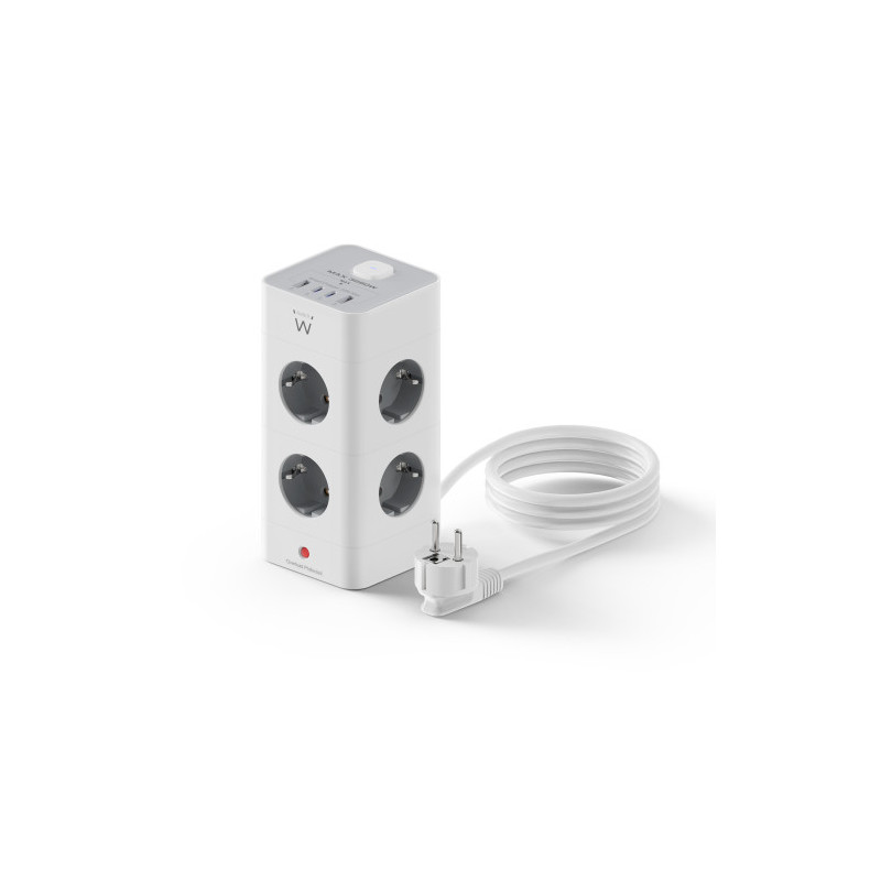 Ewent EW3864 base múltiple 2 m 8 salidas AC Interior Gris, B | APLIUM