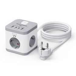 Ewent EW3863 base múltiple 1,5 m 3 salidas AC Interior Gris, | APLIUM