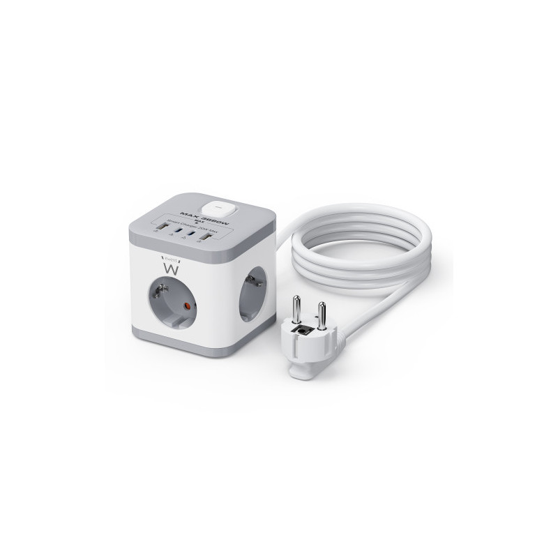 Ewent EW3863 base múltiple 1,5 m 3 salidas AC Interior Gris, | APLIUM
